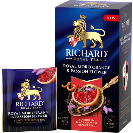 Richard Royal Moro Narancs & Golgotavirág ízesített fekete tea, 25 filter