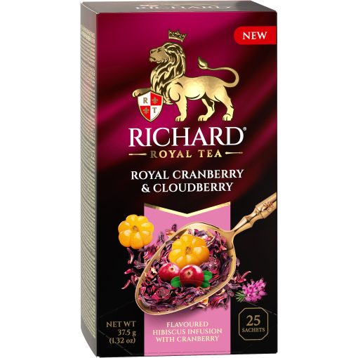 Richard Royal Áfonya & Törpemálna ízesített gyümölcs tea, 25 filter