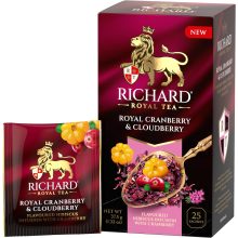 Richard Royal Áfonya & Törpemálna ízesített gyümölcs tea, 25 filter