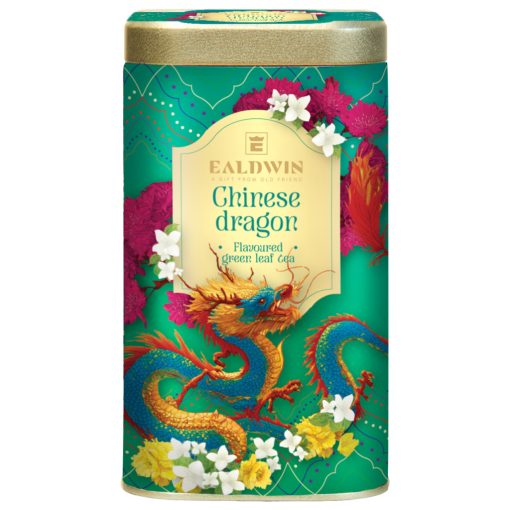 Ealdwin Chinese Dragon 100g, fémdobozos, prémium, szálas, ízesített zöldtea