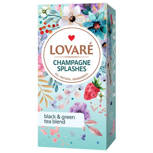 Lovaré Prémium Ízesített Tea Filteres, Champagne Splashes (Fekete és Zöld tea keverék) 24 filter