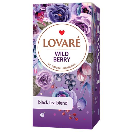 Lovaré Prémium Ízesített Tea Filteres, Wild Berry (Fekete tea) 24 filter