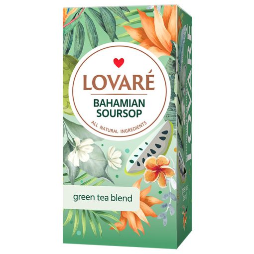 Lovaré Prémium Ízesített Tea Filteres, Bahamian Soursop (Zöld tea) 24 filter