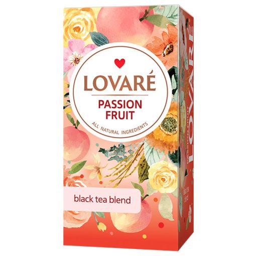 Lovaré Prémium Ízesített Tea Filteres, Passion Fruit (Fekete tea) 24 filter