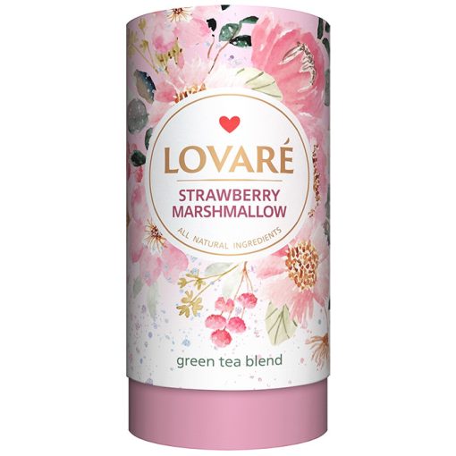 Lovaré Szálas Ízesített Prémium Tea , Strawberry Marshmallow (Zöld tea) 80g + 15 teafilter tasak