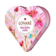   Lovaré Tea With Love, prémium piramid teák szív dobozban: Stawberry & Melone + Persimmon + Saffron,  (Fekete Teák) 34 filteres