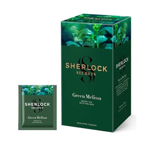 Sherlock Secrets - Green Melissa, ízesített filteres zöld tea, 39, 6g, 22filter