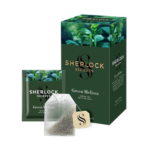 Sherlock Secrets - Green Melissa, ízesített filteres zöld tea, 39, 6g, 22filter