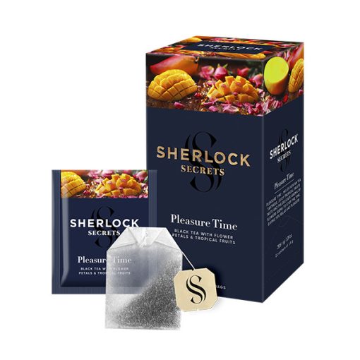 Sherlock Secrets - Pleasure Time, ízesített filteres fekete tea, 39, 6g, 22filter