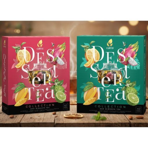  Curtis Dessert Tea Kollekció - Red, Dessert- és virágos teák válogatása + virágzó tea-golyó, 40 filter